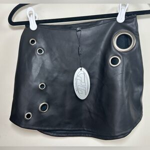 Poster Girl X Dolls Kill Black Alter Ego Grommets Vegan Leather MiniSkirt NWT XS